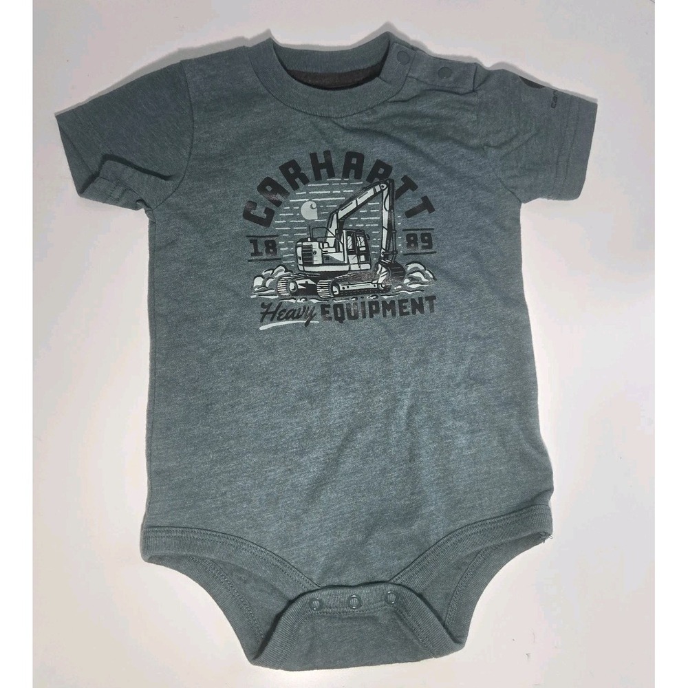 Carhartt Infant Boys 12M Excavator One Piece Bodysuit Heather Sage TK6248-B